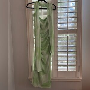 Zara Green and White Midi Dress
